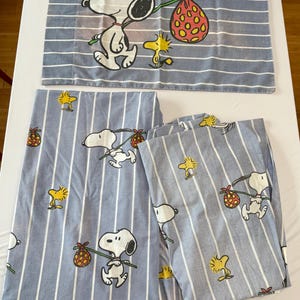 Vintage SNOOPY and TWEETY Twin Sheet Set Flat Pillow Case and