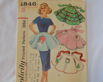 Vintage Pattern Simplicity 1846 Women's Half Apron One Yard Patterns with Transfers Great GIfts