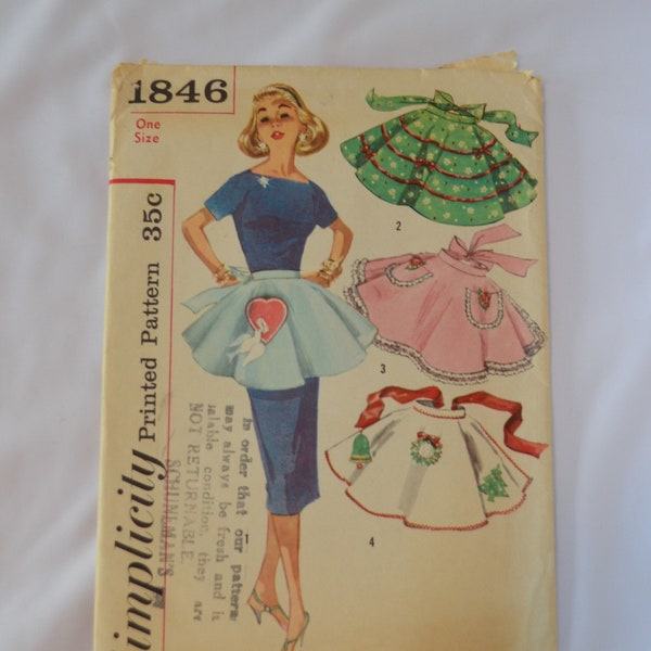 on sale Vintage Pattern Simplicity 1846 Women's Half Apron One Yard Patterns with Transfers Great GIfts