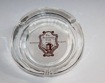 Vintage The Downtown Club Ashtray Richmond Virginia Glass Advertising Ashtray