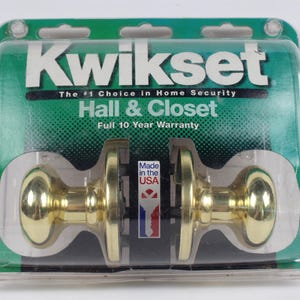 Vintage Kwikset Hall and Closet Brass Door Knob Set Made in USA
