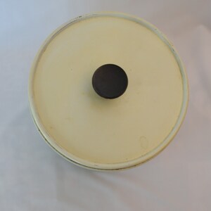 on SALE Vintage Striped Tin with Black Knob Lid for Flour or Sugar or Coffee Kitchen Metal Tin Home Decor Shelf Piece image 5
