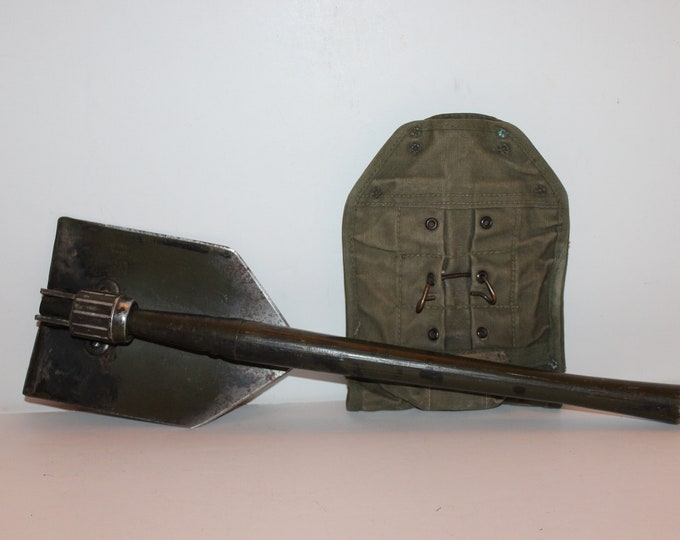 Vintage Military Folding Trench Shovel With Original Canvas Case 1944