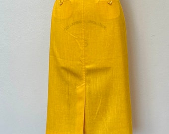 Vintage Skirt Bright Yellow Pencil Skirt Front Pockets