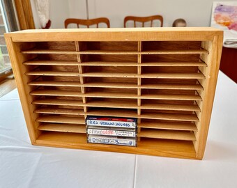 Vintage NAPA VALLEY BOX Co. Audio Cassette Tape storage rack for 30 tapes