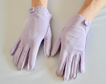 Vintage Light PURPLE ladies formal gloves nylon WRIST length PRINCE! size 7