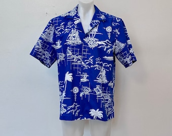 Vintage ROYAL CREATIONS Hawaiian Shirt Made in Hawaii usa box hem Large