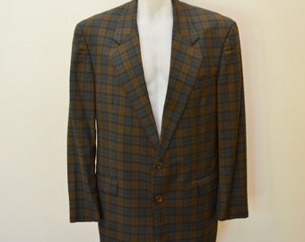 last chance Vintage HUGO BOSS Plaid sport coat suit jacket tailored in USA