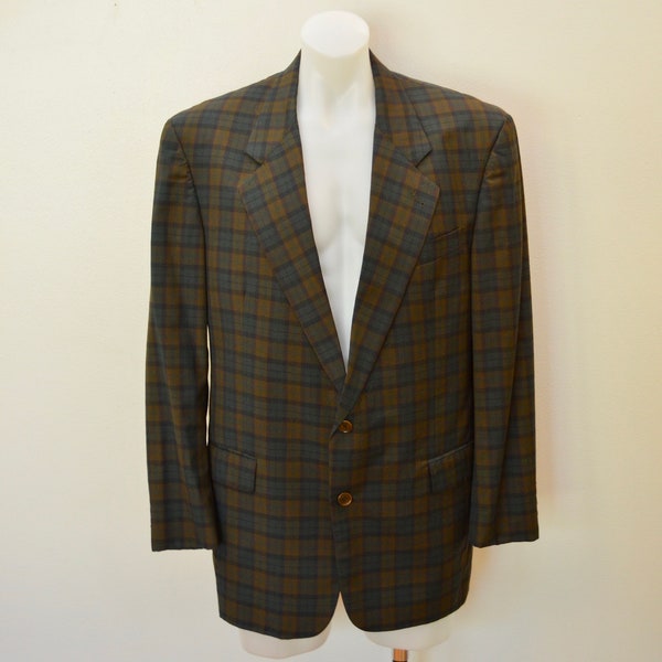 last chance Vintage HUGO BOSS Plaid sport coat suit jacket tailored in USA