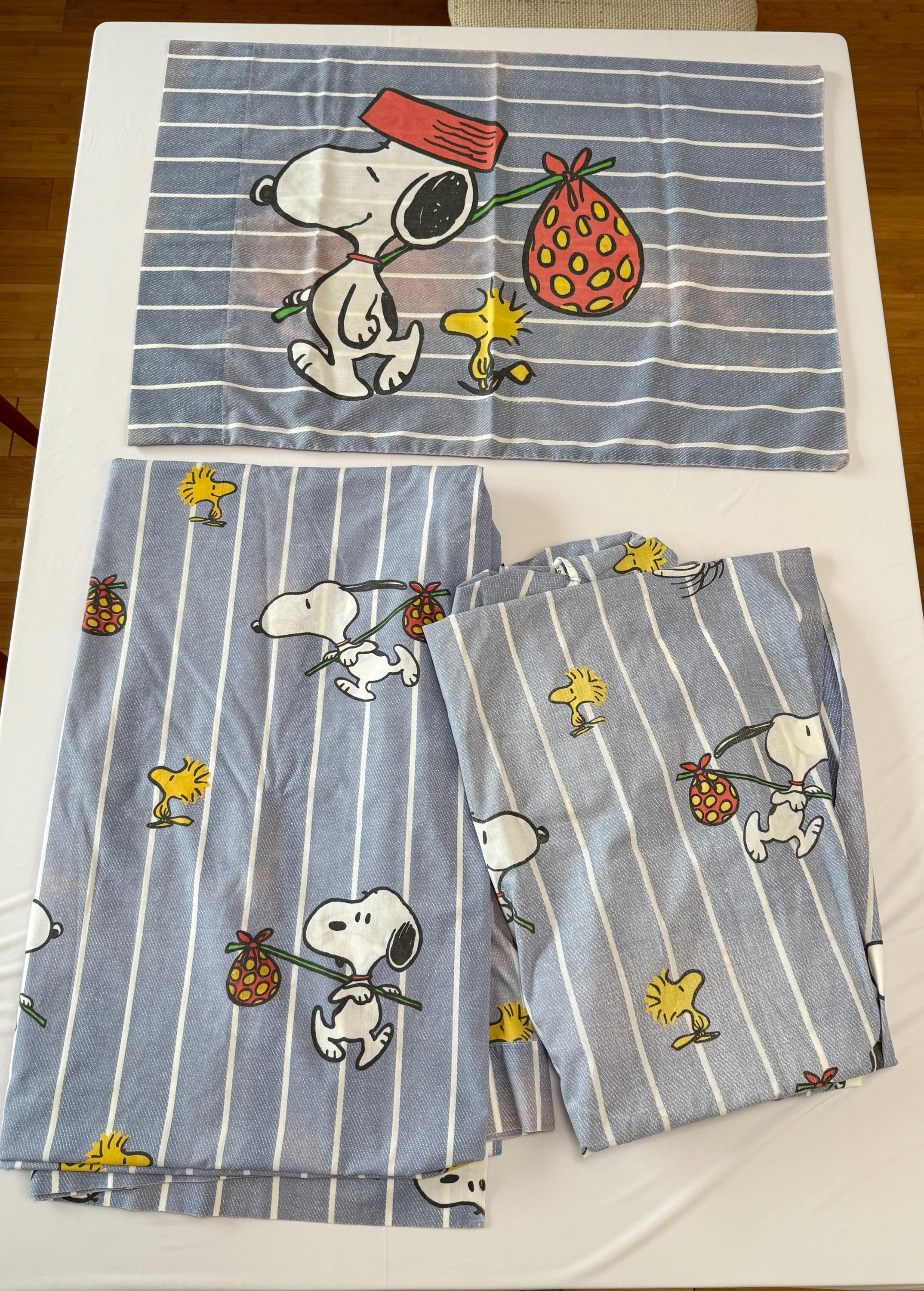 Vintage SNOOPY and TWEETY Twin Sheet Set Flat Pillow Case and