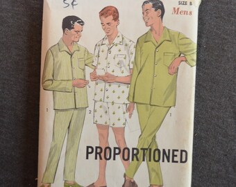 Vintage PATTERN Sew Easy 2937 Men's Pajamas Short and Long Sleeves Short and Pants