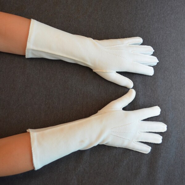 last chance Vintage WHITE Women's Formal Gloves Mid Length nylon or blend