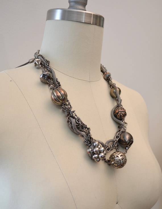 on sale Vintage Silver Multi Strand Necklace by T… - image 3