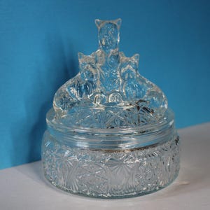 on sale Vintage Scotty Dog Crystal Covered Dish L.E. Smith "My Pets" Scottish Terrier Original Powder Jar