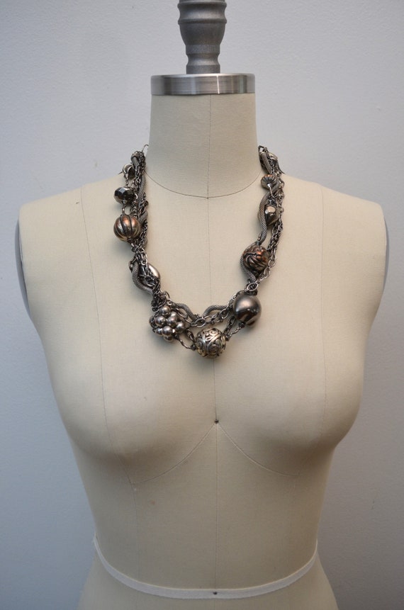 on sale Vintage Silver Multi Strand Necklace by Tr