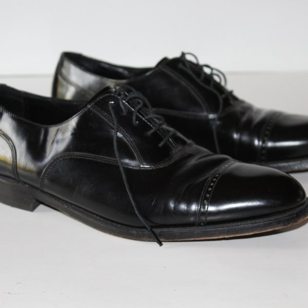 on sale Vintage Men's Florshiem Shoes Black Leather Captoe Dress Shoes Size 10D