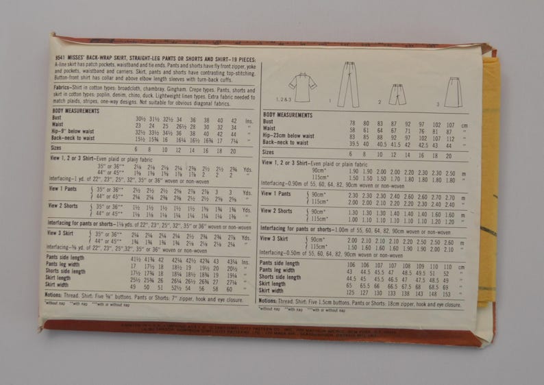 Vintage Sewing Pattern Simplicity 9541 Back Wrap Skirt, Straight Leg
