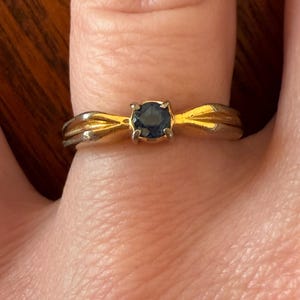 Vintage Lia Sophia Ring 18K HGE Dark Blue Stone Size 8