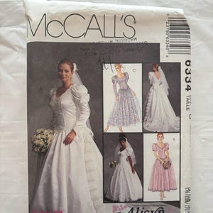 on sale Vintage Sewing Pattern McCall&#39;s 6334 Misses&#39; Brides and Bridesmaids Dresses Bridal Gowns Copyright 1993
