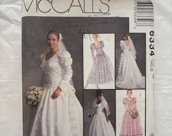 on sale Vintage Sewing Pattern McCall&#39;s 6334 Misses&#39; Brides and Bridesmaids Dresses Bridal Gowns Copyright 1993