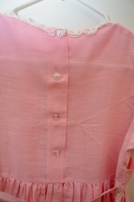 Vintage GIRL'S pink DRESS handmade homemade embro… - image 5