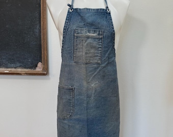 Vintage 50s Lumber Company Canvas Shop Apron / Distressed Faded