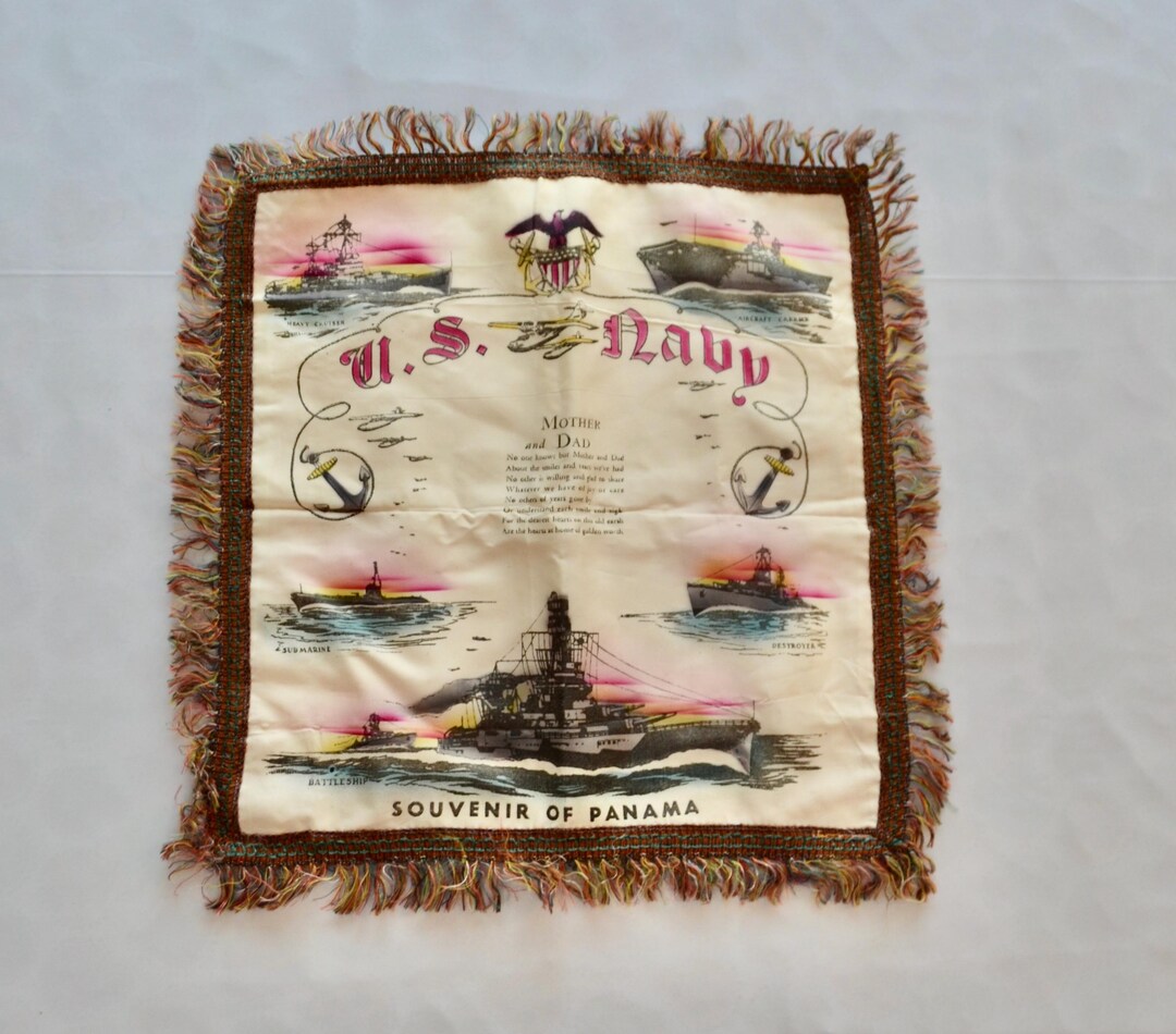 40’s〜50’s Souvenir pillow case On Sale Vintage U.S. NAVY Panama Souvenir Pillow Case 1940's 50's