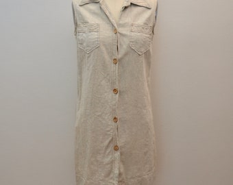 Vintage MISS ELAINE linen sleeveless dress made in USA small