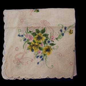 Vintage Taschentuch Jean D&#39;Orly Paris Fancy Floral | Blumen-Taschentuch | Taschentuch aus reiner Baumwolle
