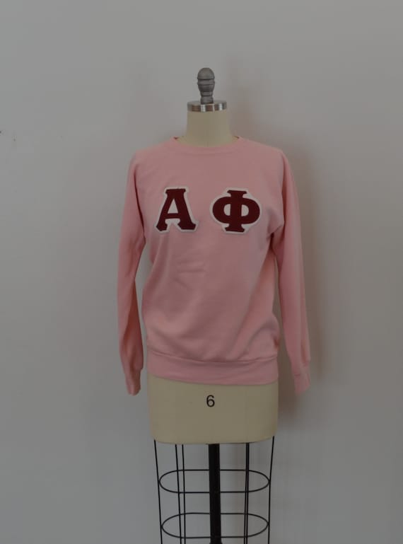 On Sale Vintage ALPHA PHI Sorority Pink Sweatshirt 1960 s 70 s USA