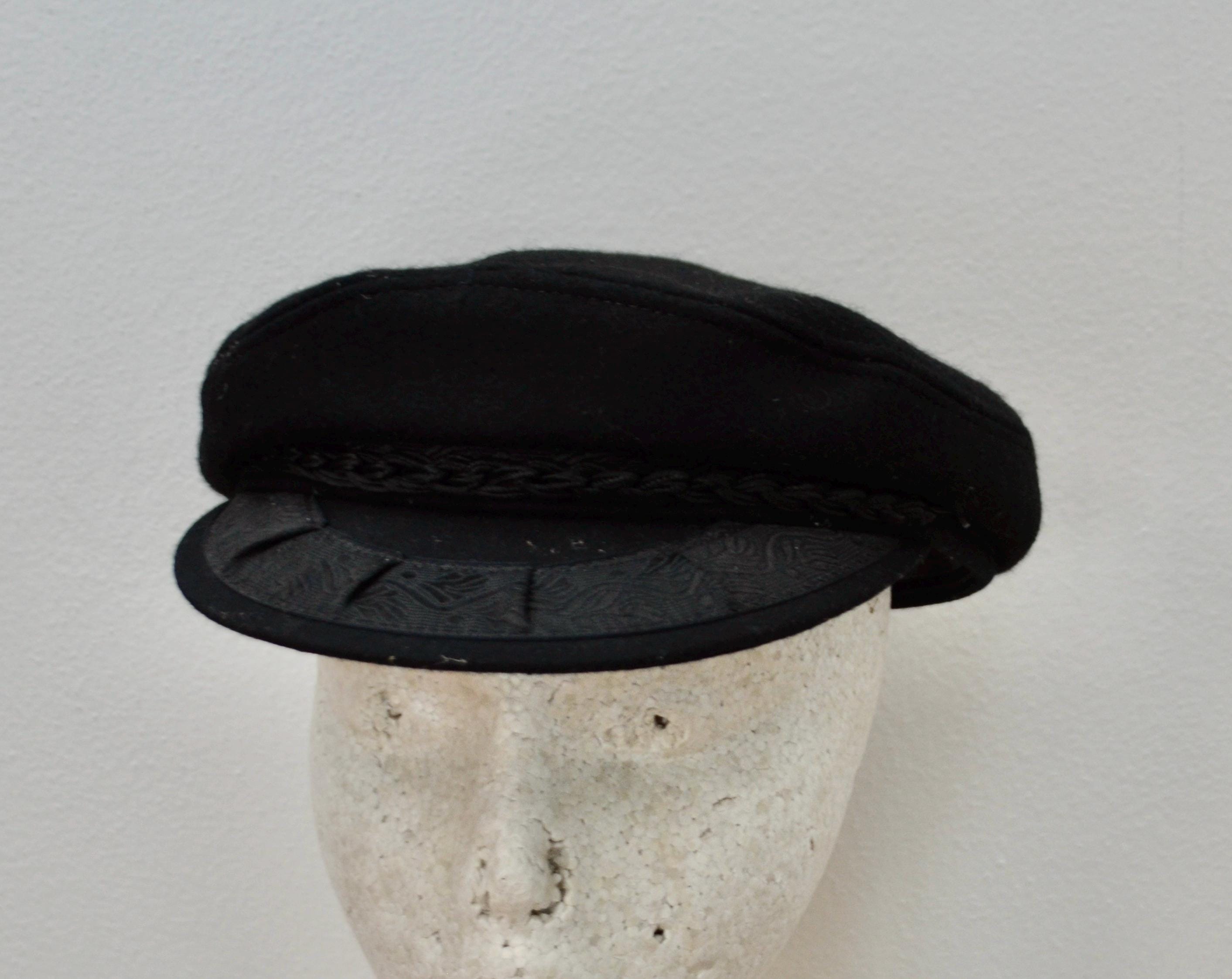 Fisherman Hat, Vintage Greek Cap, Merchant Fleet Sailor Hat, Wool Hat 1970s GREEK SAILOR CAP - CORDUROY – Golden Fleece Designs Inc main image 4