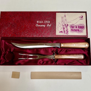 Vintage WEAR-EVER Carving Set with box made in USA model 205