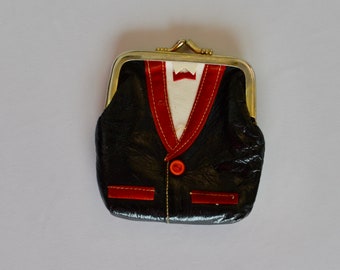 Vintage Lil' TUXEDO coin purse vinyl/pleather made in Hong Kong