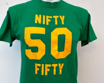 Vintage NIFTY 50 FIFTY t-shirt 1970's 80's sz 42 / medium soft thin made in usa single stitch