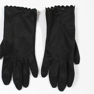Damen Handgelenk Länge formale schwarze Handschuhe | Größe 7 1/2 | Vintage 1960er Jahre Hansen Nylasuere