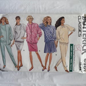 Vintage Sewing Pattern Butterick 6967 Misses&#39; Stretch Knit Jacket, Top, Pants and Skirt Copyright 1988 Size XS-S-M