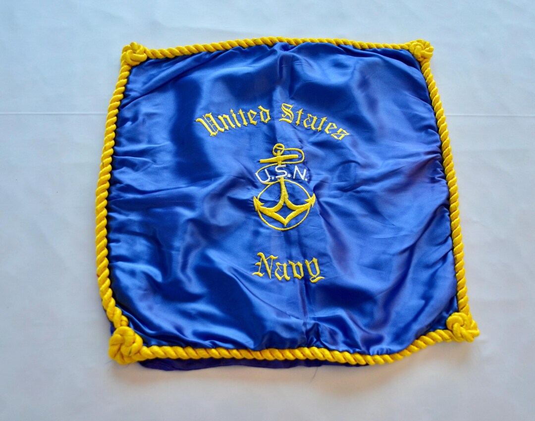 On Sale Vintage U.S. NAVY Souvenir SATIN Pillow Case 1940's 50's