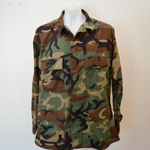 Vintage U.S. ARMY combat coat WOODLAND camo 1995 large long rip stop hot weather