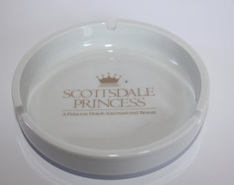 Vintage Scottsdale Princess Ashtray Souvenir Advertising Ashtray White Ceramic