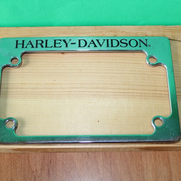 on sale Vintage Harley Davidson Motorcycle License Plate Holder Chrome Plated Metal Frame