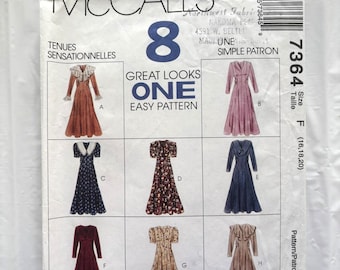 Vintage Sewing Pattern McCall&#39;s 7364 Dresses with 8 Variations Copyright 1994 Size 16-18-20