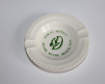 Vintage Doral Hotels Ashtray from Miami Beach Florida, Mid Century Round Porcelain Ashtray