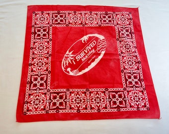 Vintage RED Advertising BANDANA 100% Cotton made in usa rn 15187