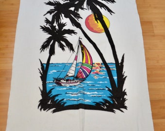 on sale Vintage BEACH TOWEL with built in BAG made in usa dated 1994 large