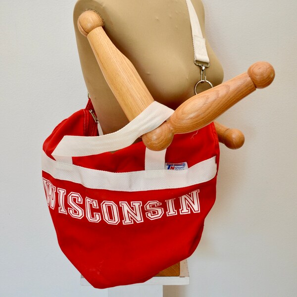 on sale Vintage BUCKY BADGER duffel bag UW Wisconsin Madison made in usa