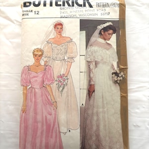 ヴィンテージ裁縫パターン Butterick 6393 | ミセス向け花嫁・ブライズメイドドレス ブライダルガウン サイズ12