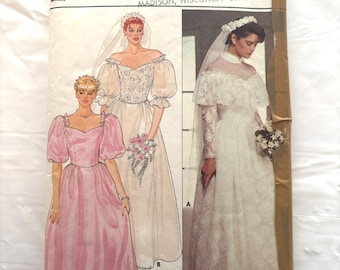 Vintage Sewing Pattern Butterick 6393 | Misses&#39; Brides and Bridesmaids Dresses Bridal Gowns Size 12
