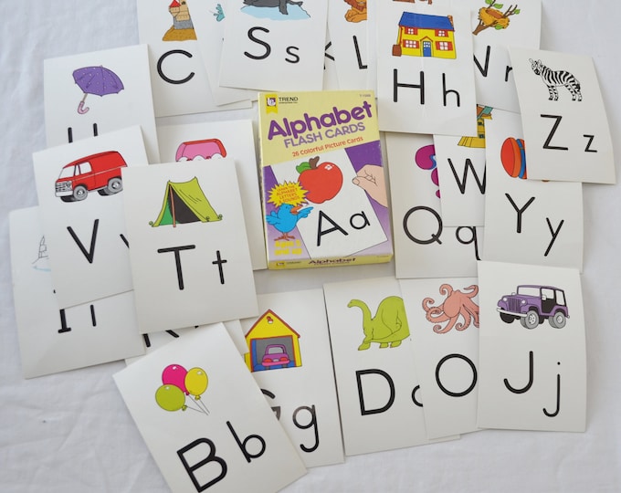 Vintage Alphabet Flash Cards in Box Etsy
