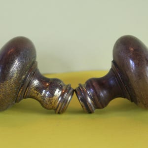 Vintage Set of Two Brass Door Knobs Rounded Brown Antique Hardware