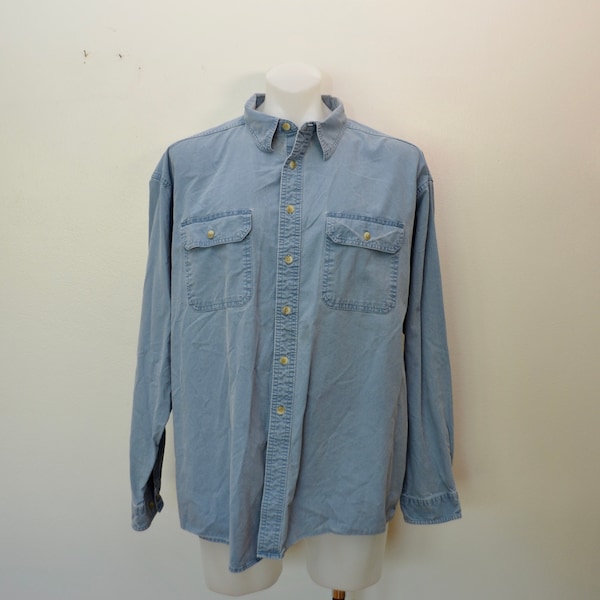 last chance Vintage L.L. BEAN Cotton Button Down Shirt long sleeve made in canada sz xxl